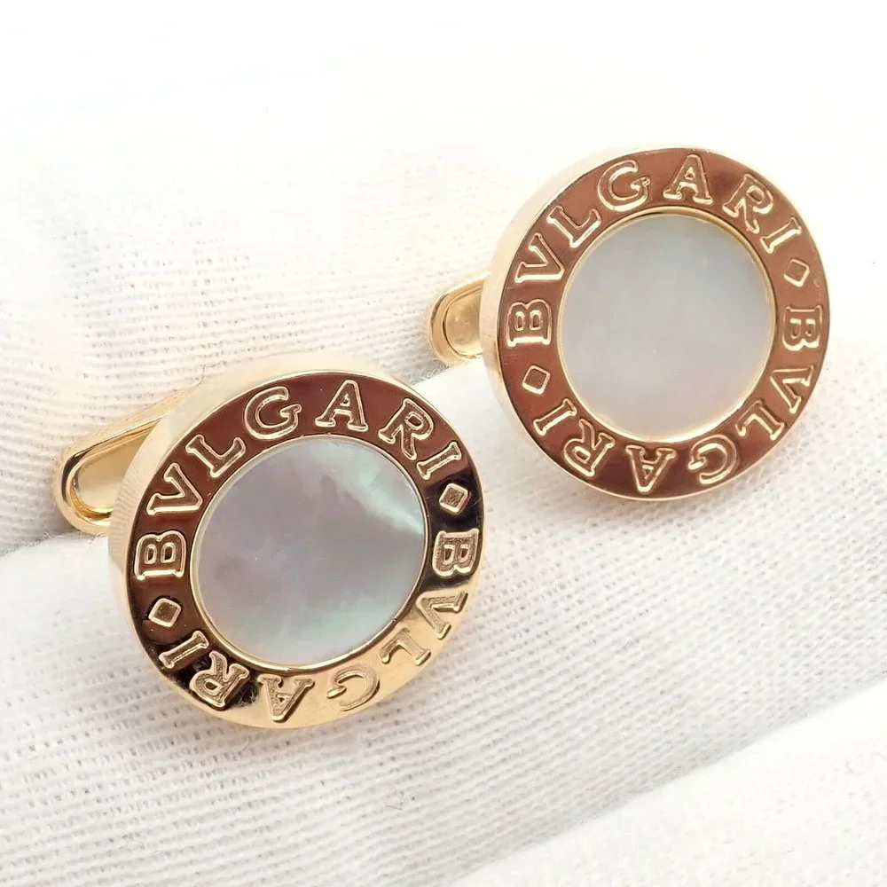 Authentic! Bvlgari Bulgari 18k Yellow Gold Multicenter Cufflink Kit Set